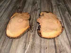 Two Cherry Burl Slices, Approximately 11.5 Inches Long by 7.5-8 Inches Wide and 1 Inch Thick