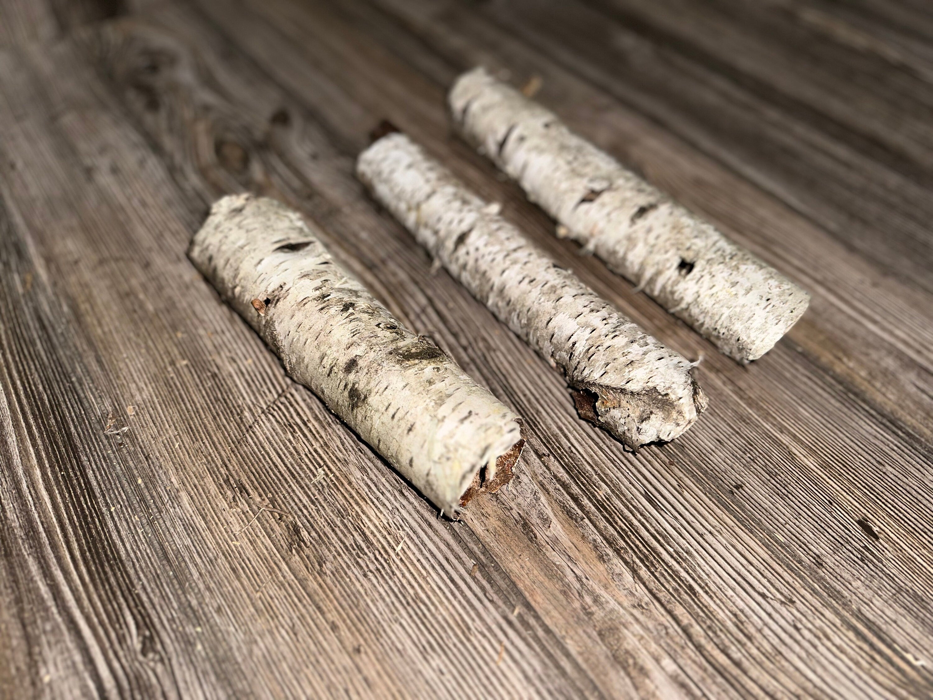 Three White Birch Bark Tubes, Approximately 8-9 Inches Long by 2 Inches Wide and 1.5 Inches High