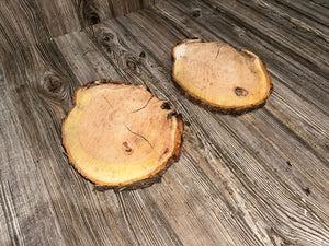 Two Cherry Burl Slices, Cherry Wood, Approximately 10.5 Inches Long by 8.5 Inches Wide and 1 Inch Thick
