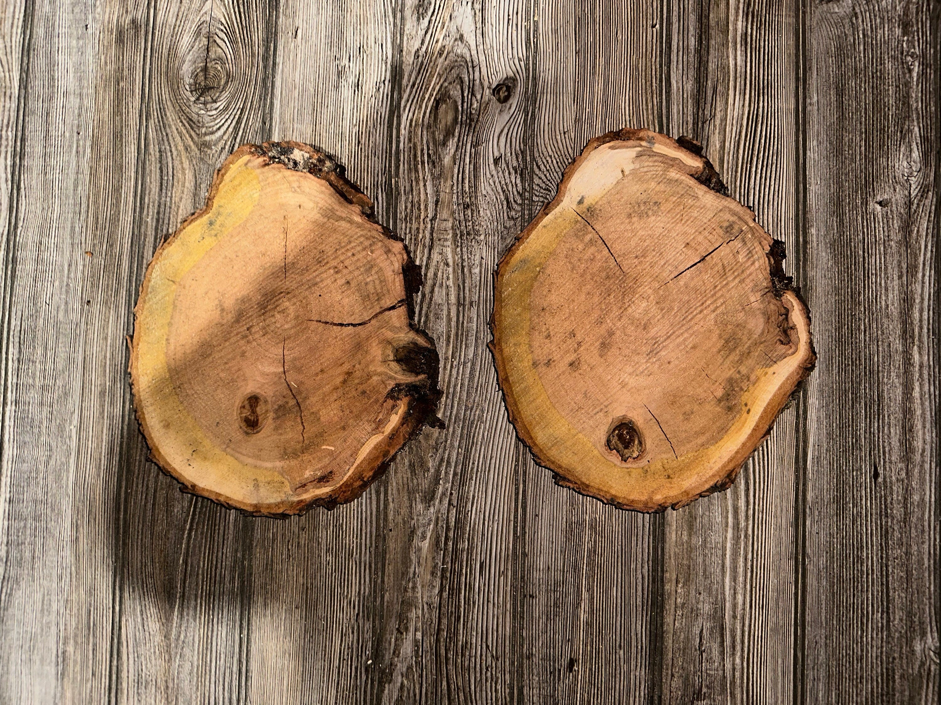 Two Cherry Burl Slices, Cherry Wood, Approximately 10.5 Inches Long by 8.5 Inches Wide and 1 Inch Thick