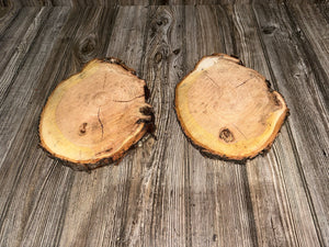 Two Cherry Burl Slices, Cherry Wood, Approximately 10.5 Inches Long by 8.5 Inches Wide and 1 Inch Thick