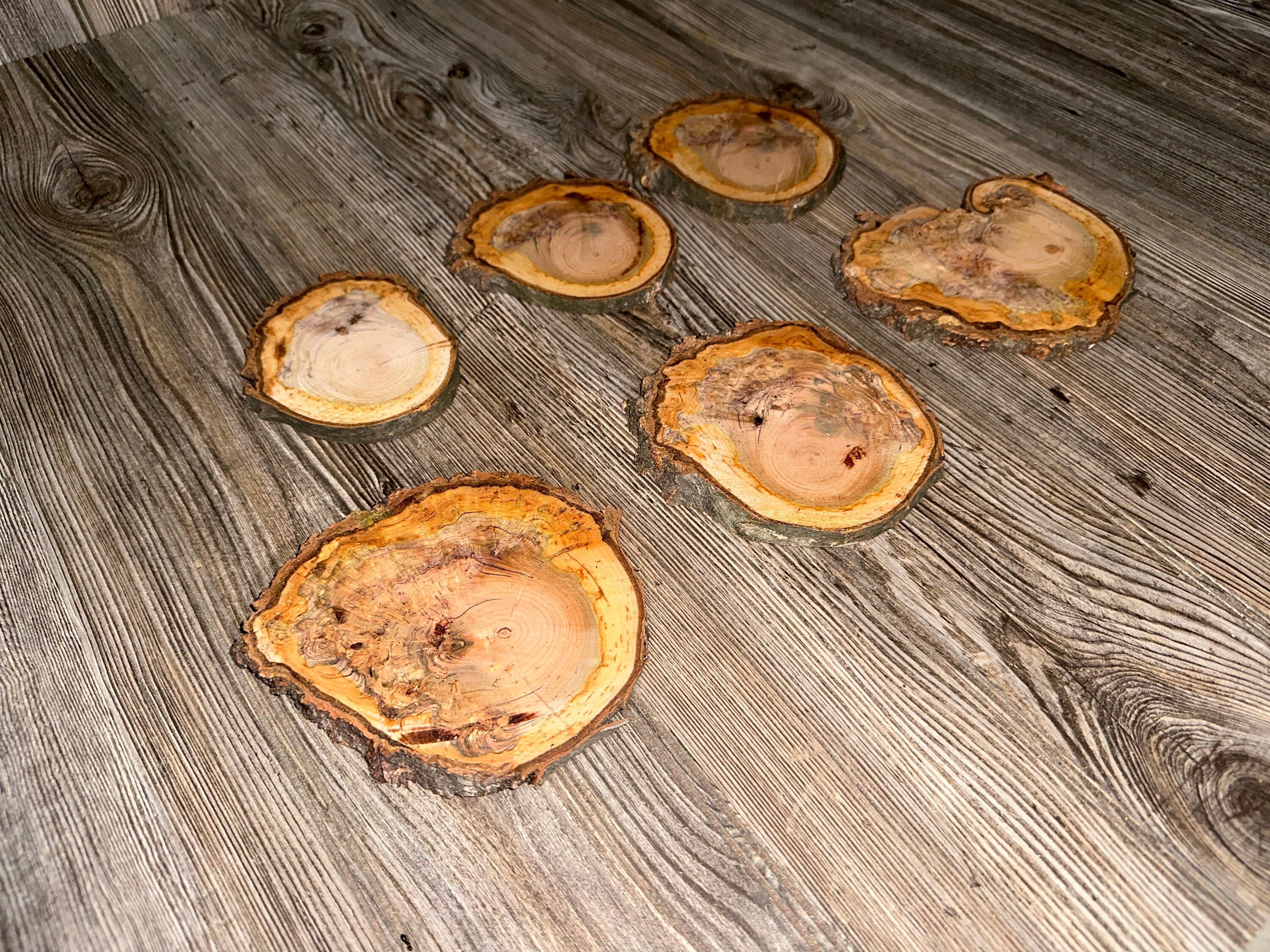 Five Cherry Burl Slices, Approximately 4.5-6 Inches Long by 4-5 Inches Wide and 1/2 Inch Thick