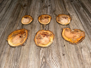 Five Cherry Burl Slices, Approximately 4.5-6 Inches Long by 4-5 Inches Wide and 1/2 Inch Thick