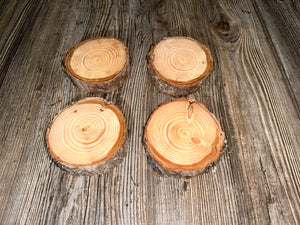 Red Pine Slices, Four Count, Approximately 3-4 Inches Long by 3-4 Inches Wide and 1 Inch Tall
