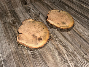 Two Cherry Burl Slices, Cherry Wood, Approximately 10.5 Inches Long by 8.5 Inches Wide and 1 Inch Thick