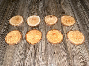Red Pine Slices, Eight Count, Approximately 3-4 Inches Long by 3-4 Inches Wide and 1/2 Inch Tall