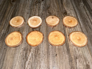 Red Pine Slices, Eight Count, Approximately 4-5 Inches Long by 4-5 Inches Wide and 1/2 Inch Tall