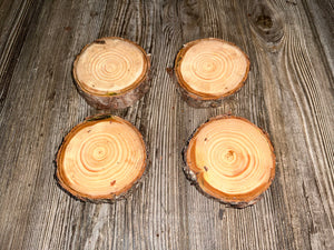 Red Pine Slices, Four Count, Approximately 3-4 Inches Long by 3-4 Inches Wide and 1 Inch Tall