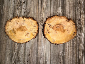 Two Cherry Burl Slices, Approximately 10.5 Inches Long by 8.5 Inches Wide and 1 Inch Thick