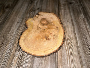 Single Cherry Burl Slice, Bean Shaped, Approximately 11 Inches Long by 8.5 Inches Wide and 1 Inch Thick