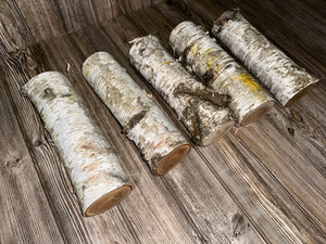 White Birch Logs, About 12 Inches Long, Between 3-4 Inches Diameter, Seconds