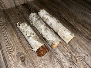 Three White Birch Bark Tubes, Approximately 9-10.5 Inches Long by 2-2.5 Inches Diameter