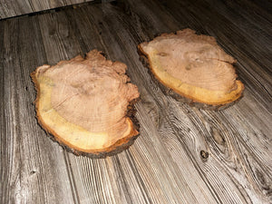 Two Cherry Burl Slices, Approximately 10.5 Inches Long by 8 Inches Wide and 1 Inch Thick