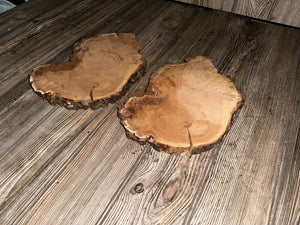 Two Cherry Burl Slices, Kiln Dried, Approximately 10-11 Inches Long by 7 Inches Wide and 1 Inch Thick