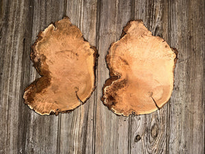 Two Cherry Burl Slices, Kiln Dried, Approximately 10-11 Inches Long by 7 Inches Wide and 1 Inch Thick