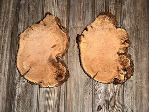 Two Cherry Burl Slices, Kiln Dried, Approximately 10-11 Inches Long by 7 Inches Wide and 1 Inch Thick