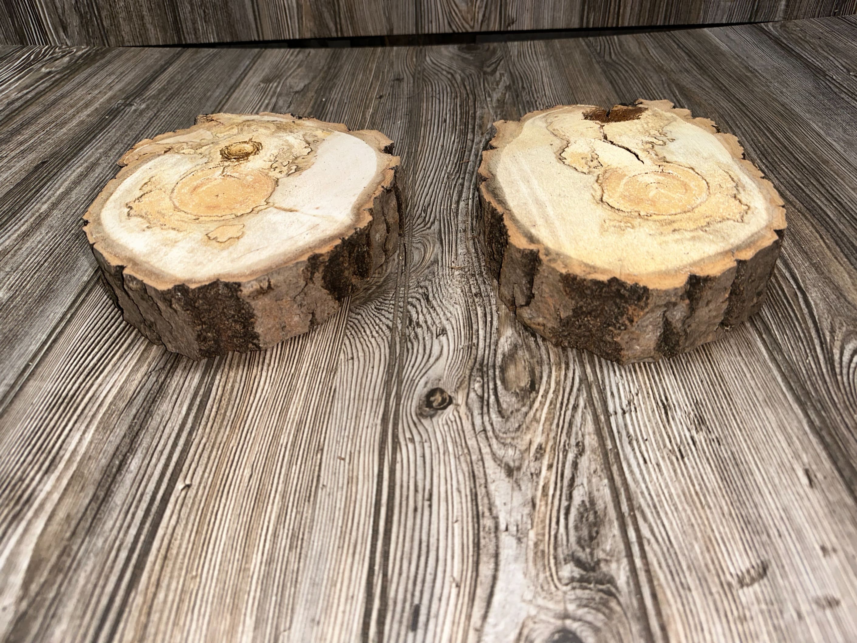 Two Aspen Burl Slices, Approximately 10 Inches Long by 7-7.5 Inches Wide and 2 Inches Thick