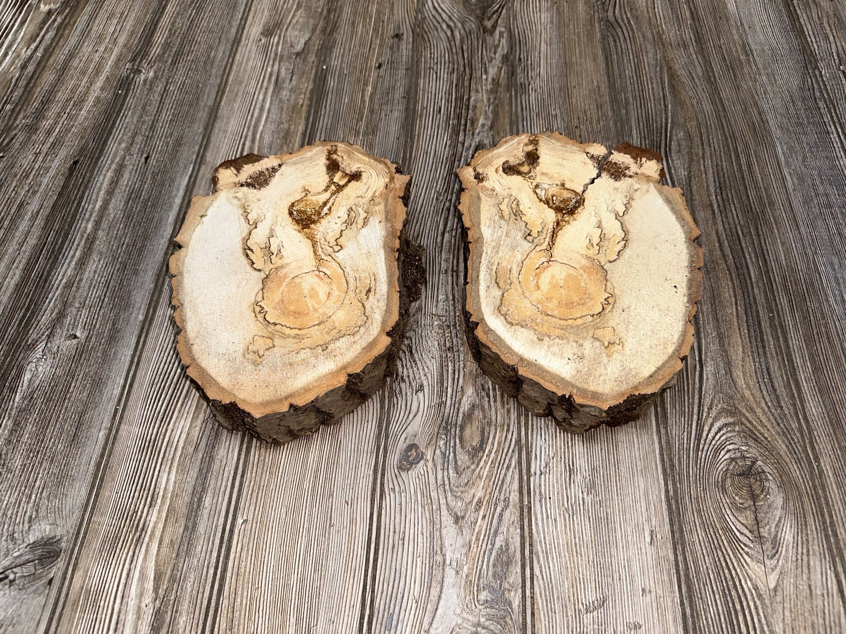 Two Aspen Burl Slices, Approximately 10 Inches Long by 7-7.5 Inches Wide and 2 Inches Thick