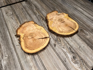 Two Cherry Burl Slices, Approximately 10-11 Inches Long by 7.5-9 Inches Wide and 1 Inch Thick