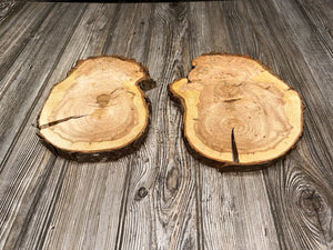 Two Cherry Burl Slices, Approximately 10-11 Inches Long by 7.5-9 Inches Wide and 1 Inch Thick