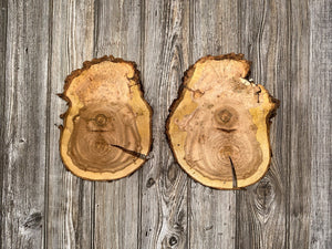 Two Cherry Burl Slices, Approximately 10-11 Inches Long by 7.5-9 Inches Wide and 1 Inch Thick