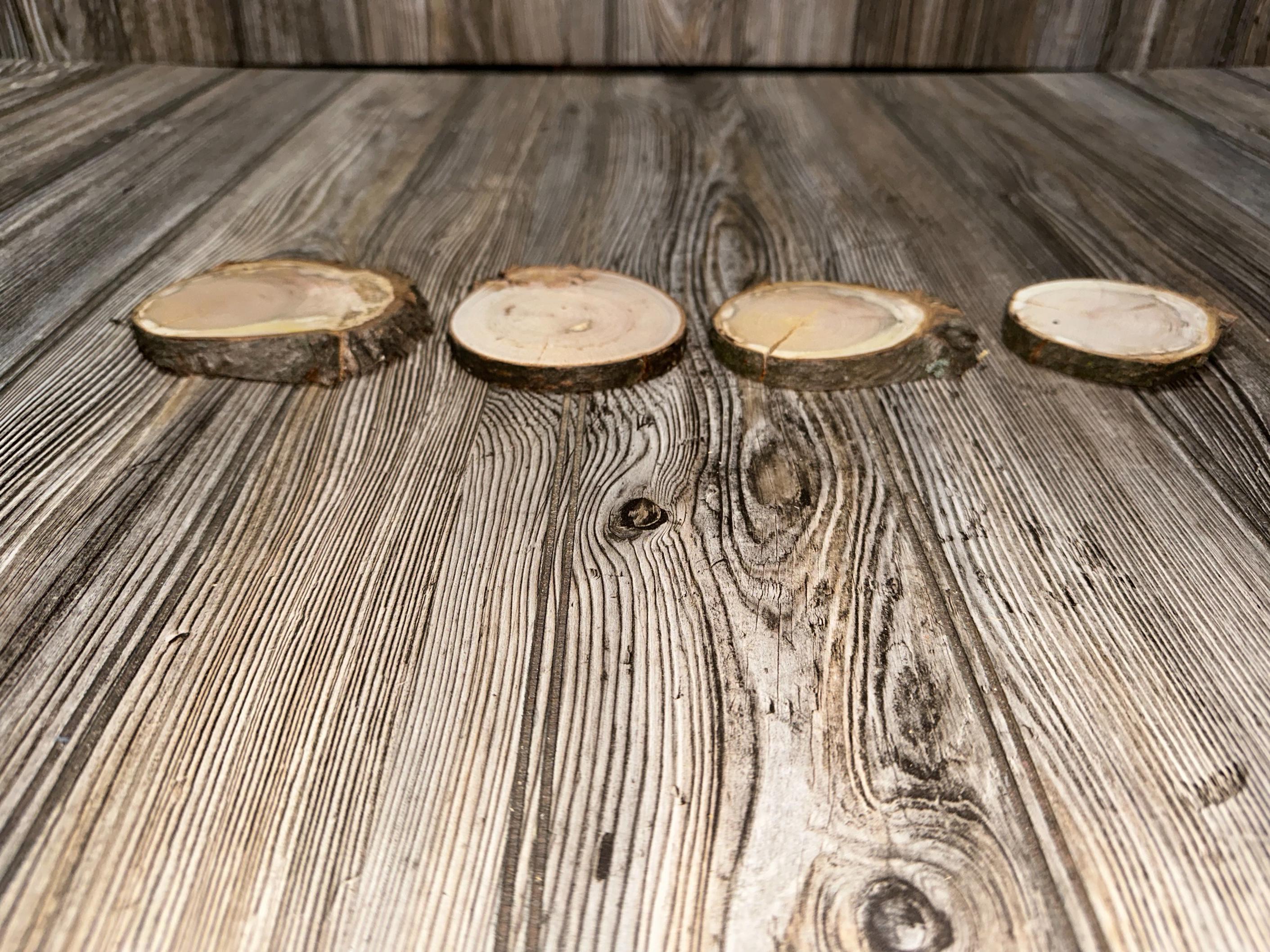 Four Cherry Burl Slices, Approximately 3.5-4.5 Inches Long by 2.75-3.75 Inches Wide and 1/3 to 1/2 Inch Thick