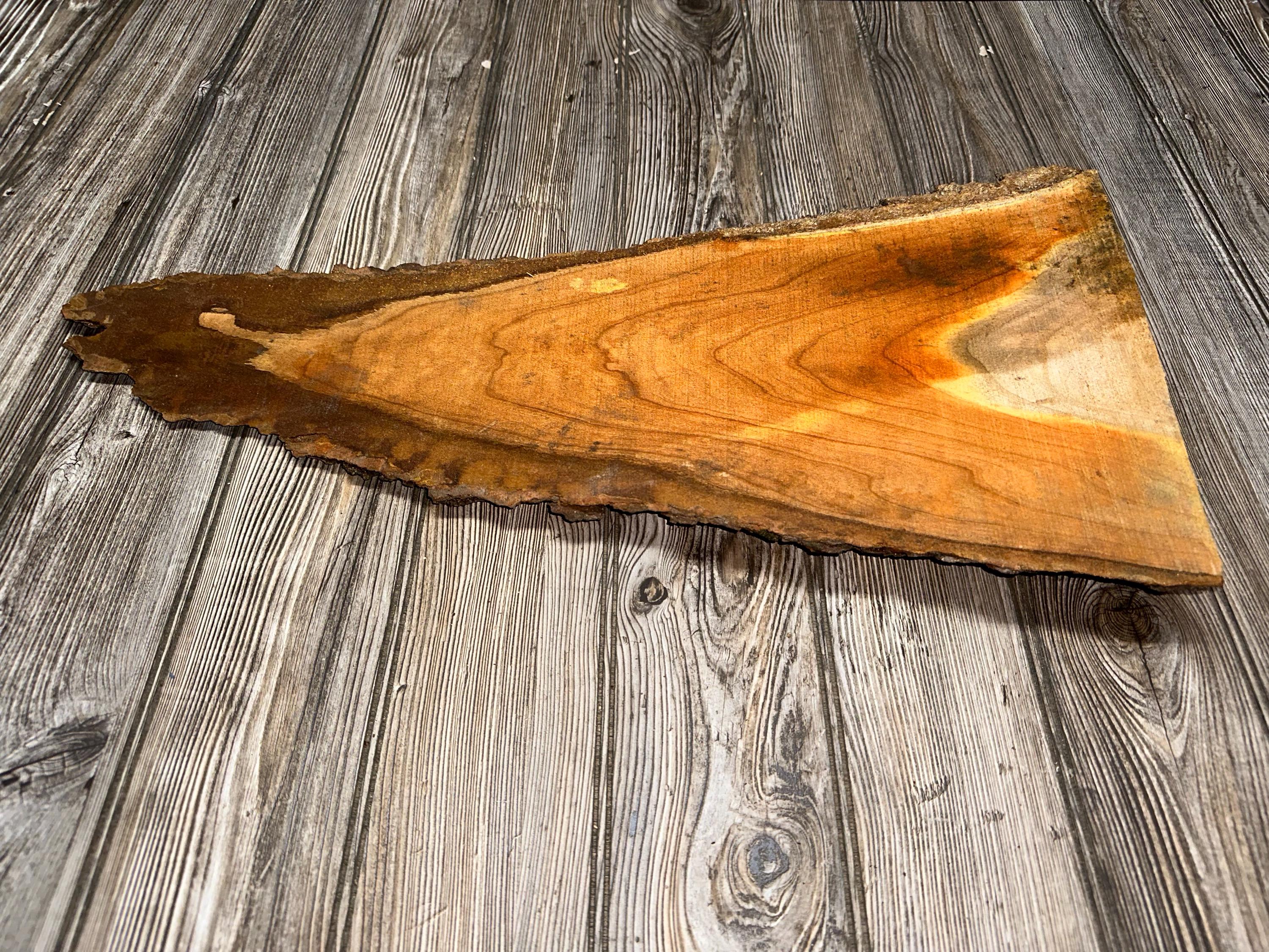 Triangular Cherry Slab, Wood Slab, Cherry Wood Slab, Triangle, Approximately 23.75 Inches Long by 11.5 Inches Wide by 2 Inches Thick